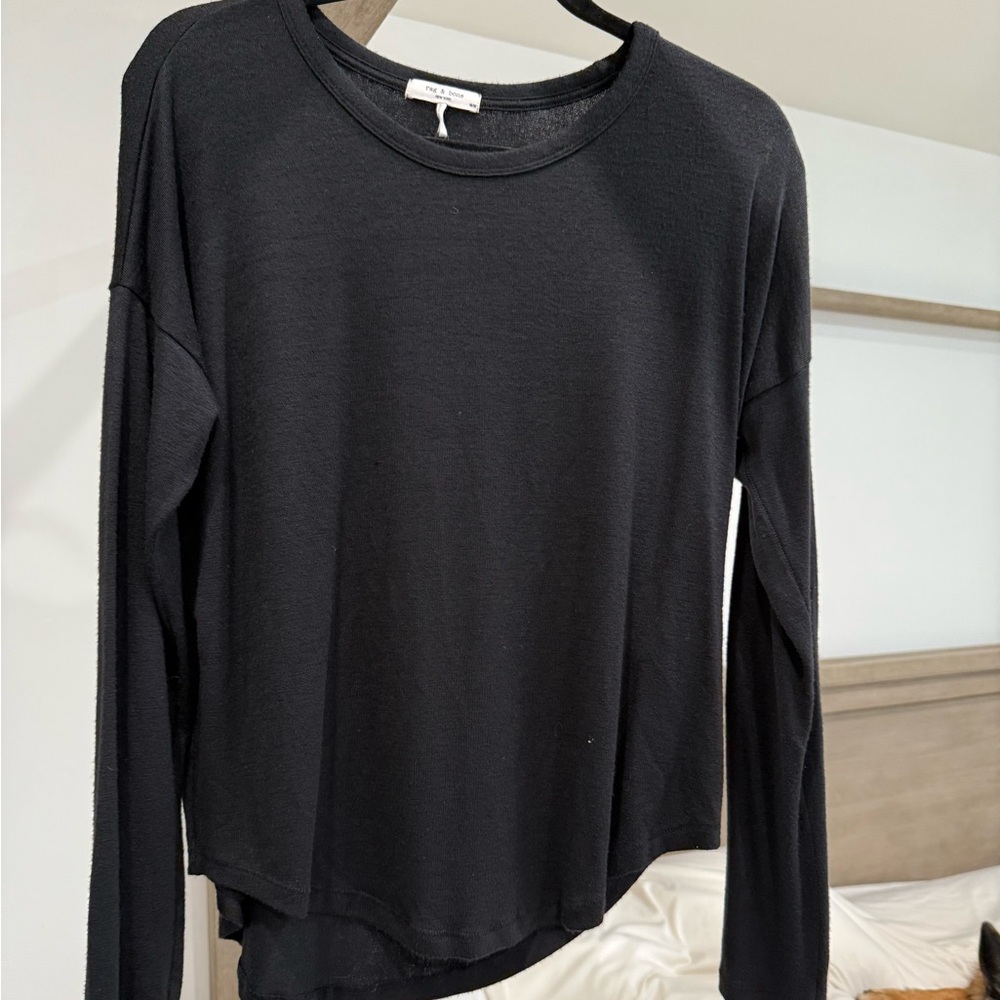 Rag & Bone Black Long Sleeve Top Medium